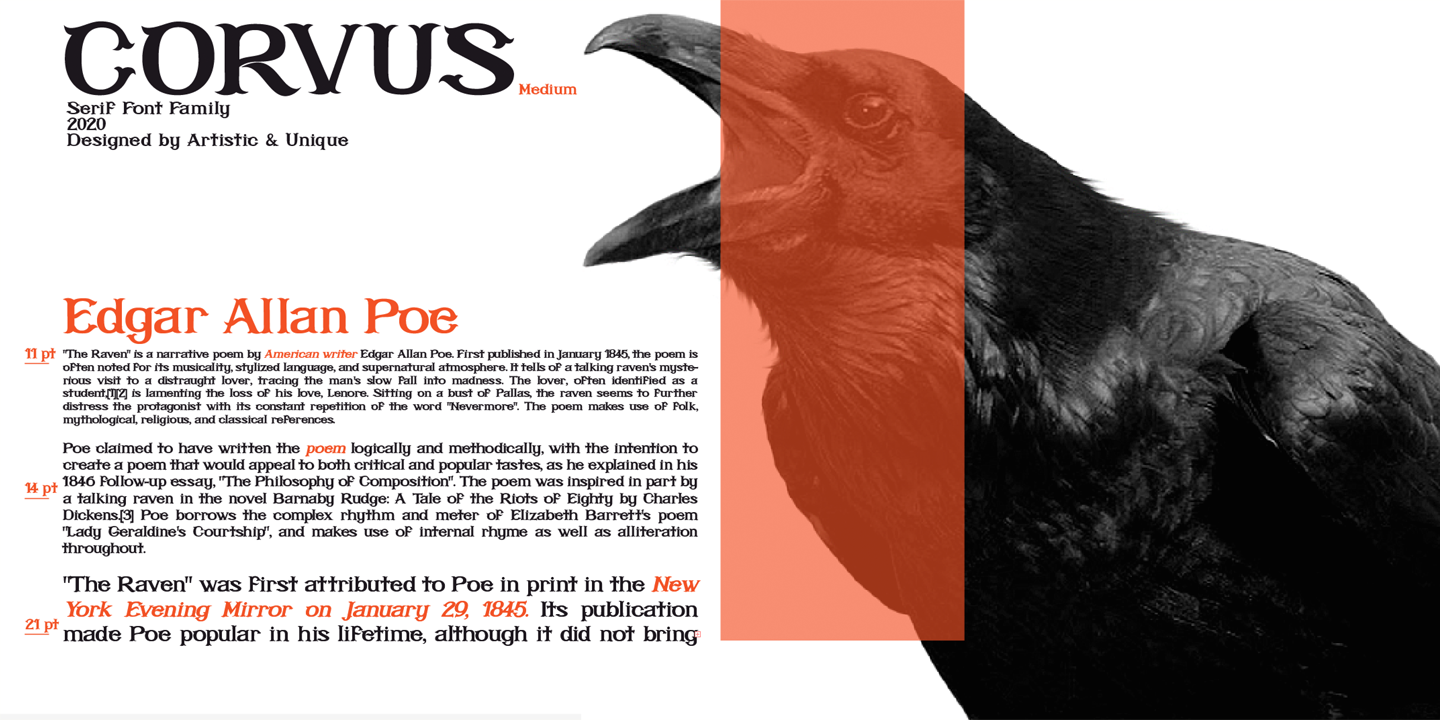 Ejemplo de fuente Corvus Light Italic